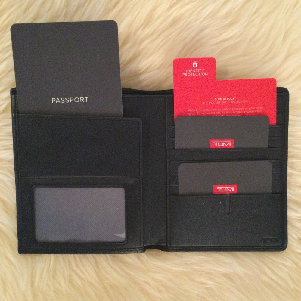 TUMI Black Passport Wallet with RFID Theft Protection